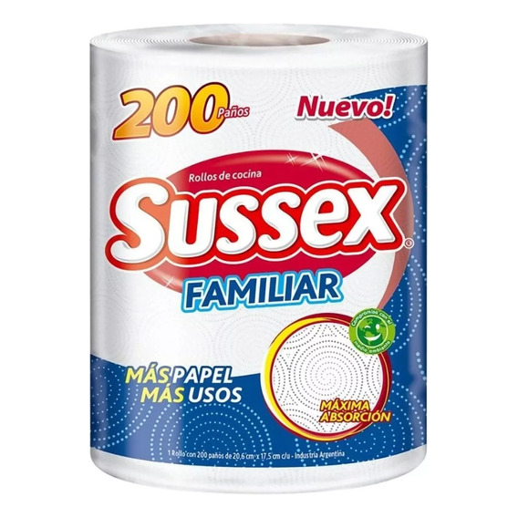 Sussex Nuevo Mega Rollo Cocina X 200 Paños Mas Grandes M R F