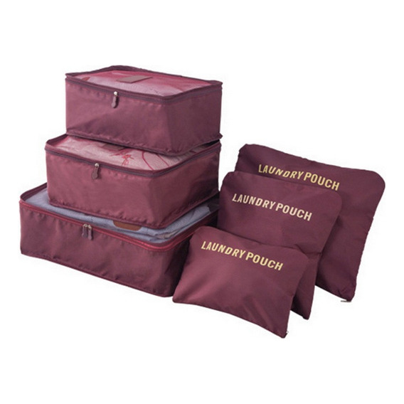 Set Organizador Multifuncional Para Viaje Y Hogar- 6 Piezas Color Vinotinto