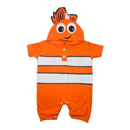 Macacão Curto Para Bebê Banho De Sol - Com Capuz - Nemo