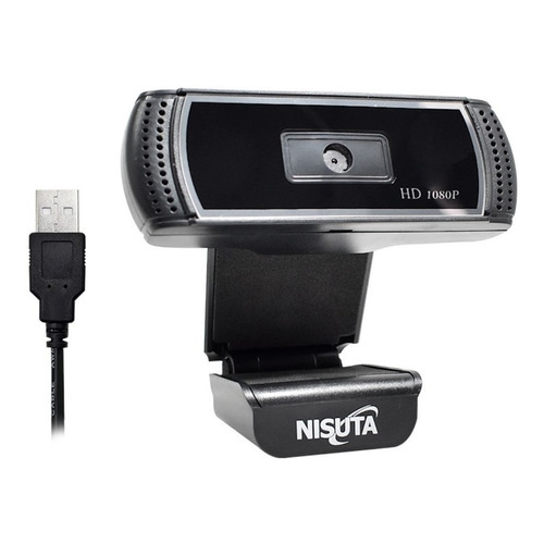 Cámara Web Cam Nisuta 1080p Con Micrófono Autofoco Nswc500a Color Negro