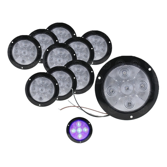 10 Plafon 5 Hiper Led Redondo Fija Y Estrobo 4 PuLG 12-24v F