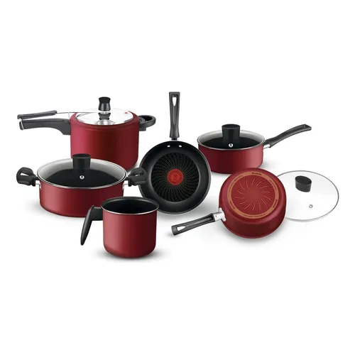 Jogo de Panelas Rochedo com 6 Peças e Panela de Pressão Vermelho