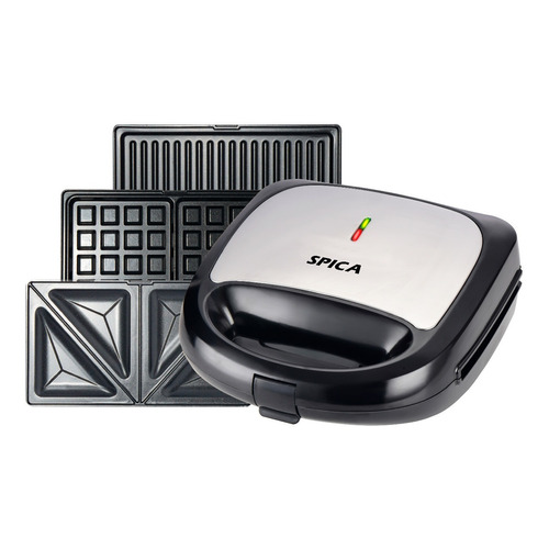 Sandwichera Waflera Grill Spica Sp-1480 3 En 1 Antiadherente Color Negro