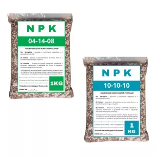 Kit Adubo Fertilizante Npk 10 10 10 + 04 14 08 - 1kg Cada