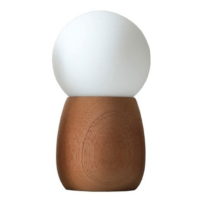 Lampara De Mesa Tunito Madera Vidrio Opal Apto Led E27 Obj 
