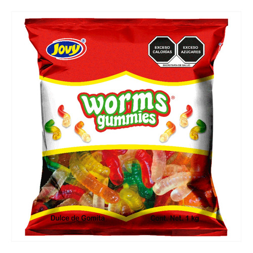Gomitas Lombrices Sabores Frutales Worms Gummies Jovy 1 Kg