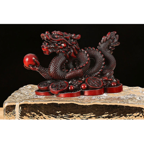 Feng Shui Chino Dragón Estatua Suerte Éxito Coleccionables Color Rojo