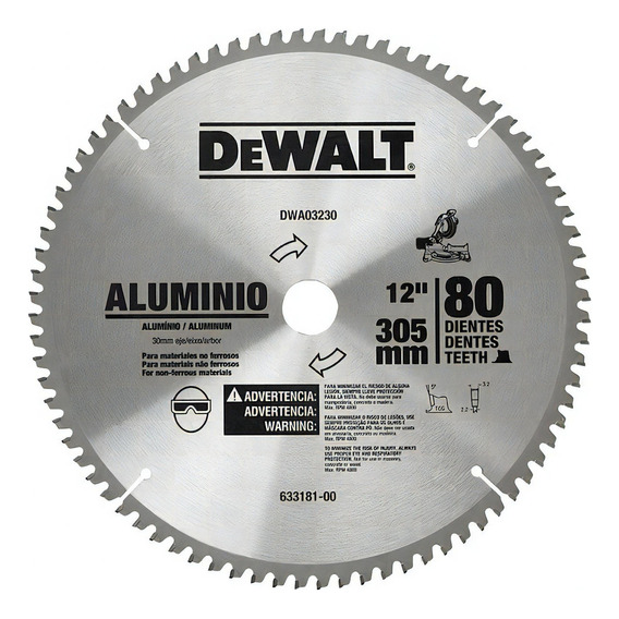 Disco De Sierra Circular 12 PuLG Para Aluminio 80 T Dewalt
