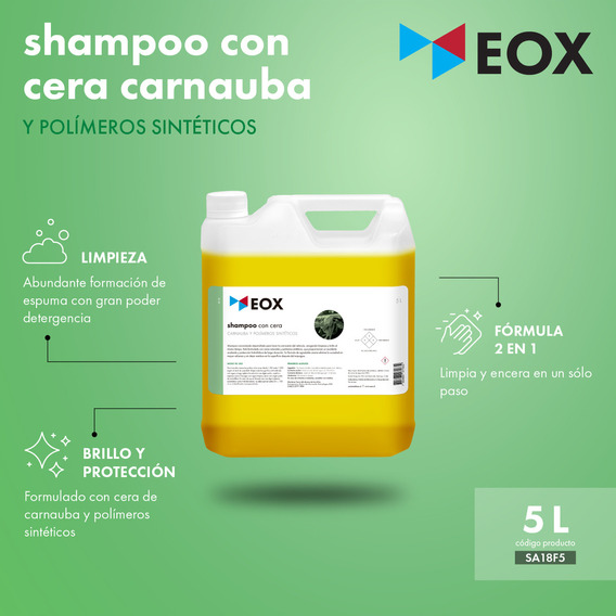 Shampoo Automotriz Con Cera Carnauba Eox 5 Litros