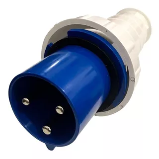 Plug Industrial 63a 2p+t 220v-250v Ip67 6h Azul