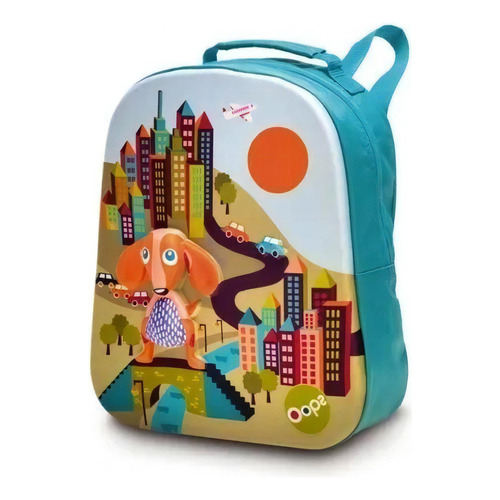 Mochila Infantil Oops Happy Backpack! 30004.20 Color Azul Diseño De La Tela Ciudad