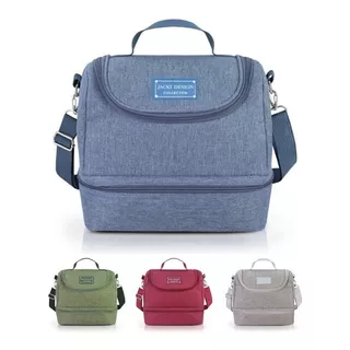 Bolsa Térmica Lancheira Bag Fitness Porta Marmita Divisórias Cor Azul