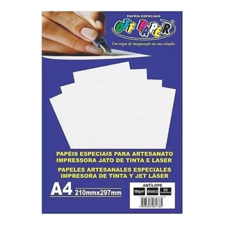 Papel Antílope Branco A4 180g/m² 50 Folhas Off Paper210x297m