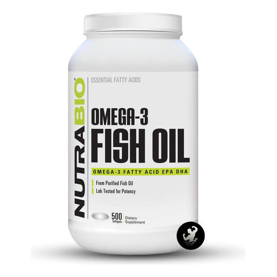 Omega 3 Fish Oil 500 Cápsulas. Nutrabio, Aceite De Pescado. 