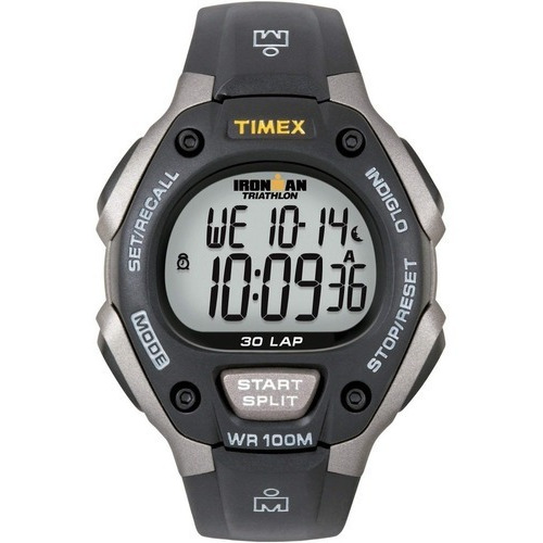 Reloj Timex Ironman Classic 30 Full-size 38mm Color de la correa Negro Color del bisel Negro Color del fondo Gris