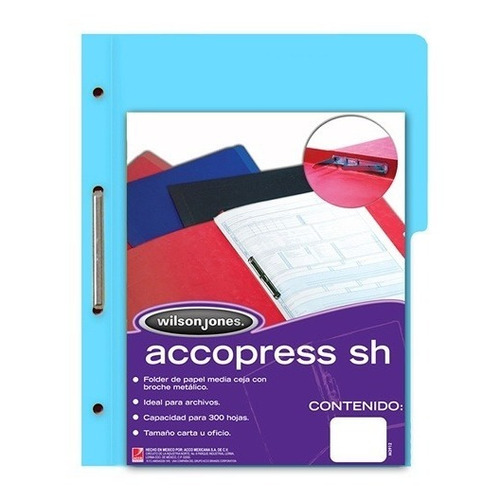 Folder Con Broche Accopress Sh Oficio Azul Claro C/10pzs