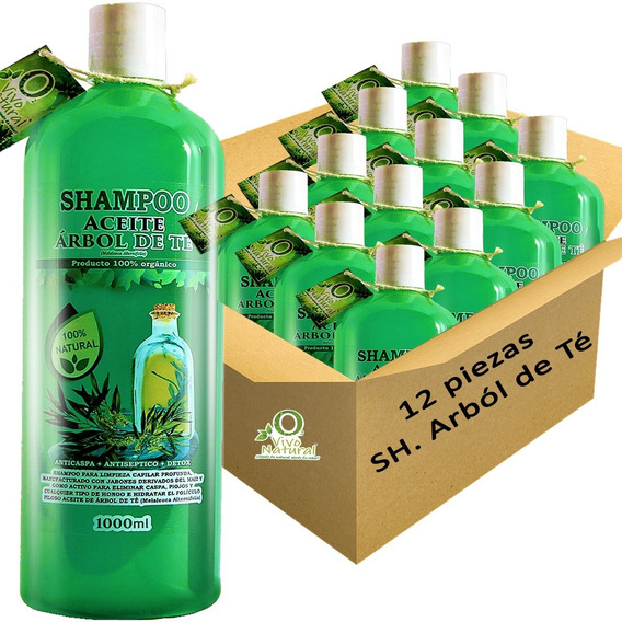 12 Shampoos Aceite Árbol De Té 1 Litro Détox Vivonatural  