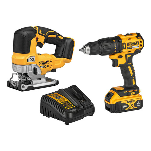 Kit Taladro Percutor + Sierra Caladora 20v Dewalt Dck249m1 Color Amarillo