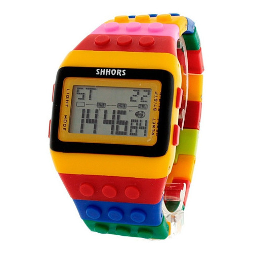 Reloj De Lego Bloques Pulsera Multifuncional Alarma Color de la correa Rojo-Varios Color del bisel Multicolor Color del fondo Multicolor