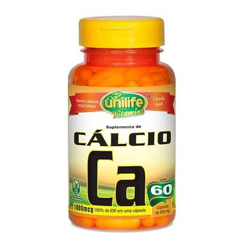 Quelato de calcio Ca Unilife Vitamins (60 cápsulas), 850 mg, contenido de volumen total, 82 g, sabor original