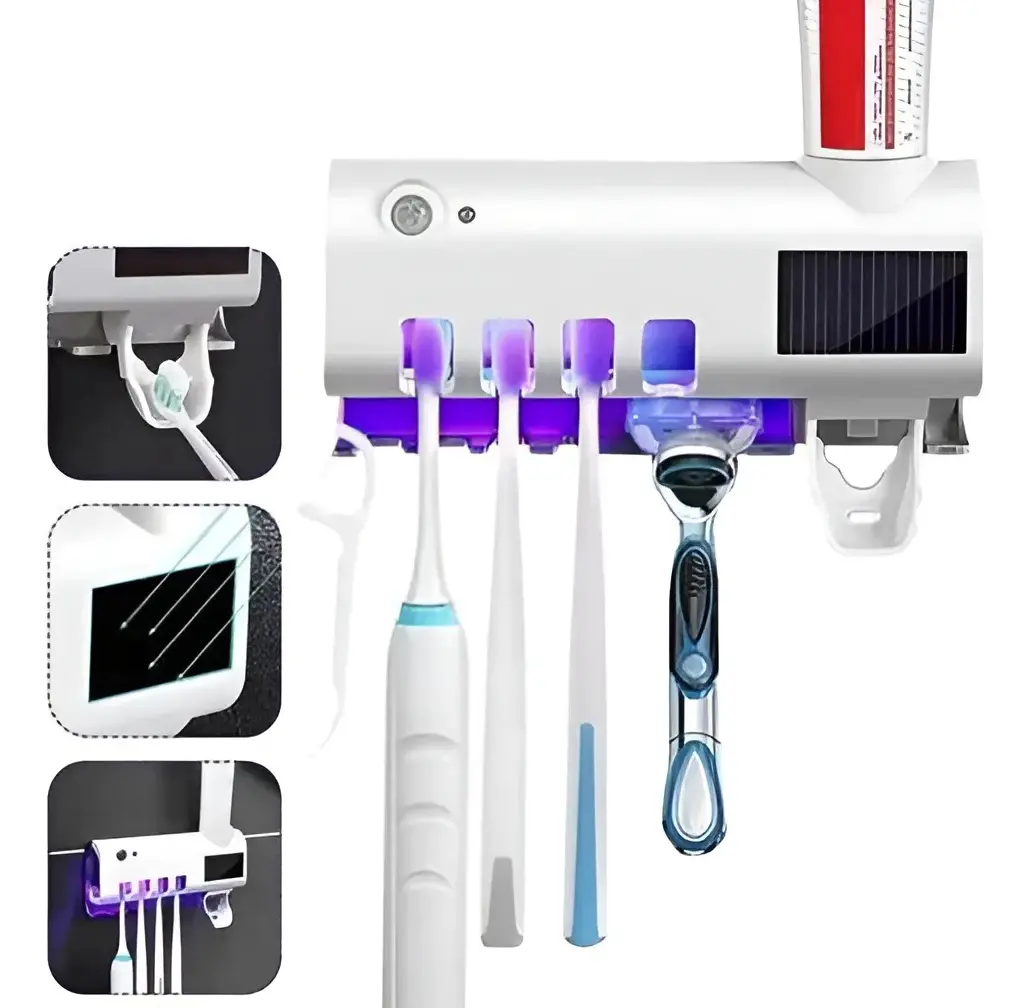 Imagen 1 de 6 de Soporte para Cepillos de Dientes con Esterilizador UV y Dispenser de Pasta