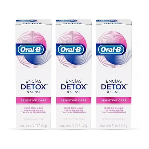 Pack 3 unidades pasta dental Oral B Sensitive Care Encías Detox 225ml