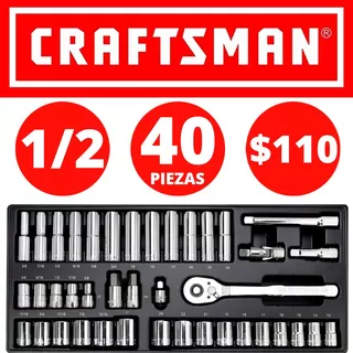 Craftsman Juego 1/2  Con 40 Piezas Dados Rache Extensiones