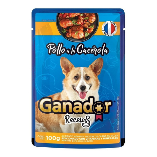 Alimento Ganador Super Premium Caja  Húmedo Ganador Recetas Delicias De Pavo X22u para perro adulto sabor pollo a la cacerola en sobre de 100g