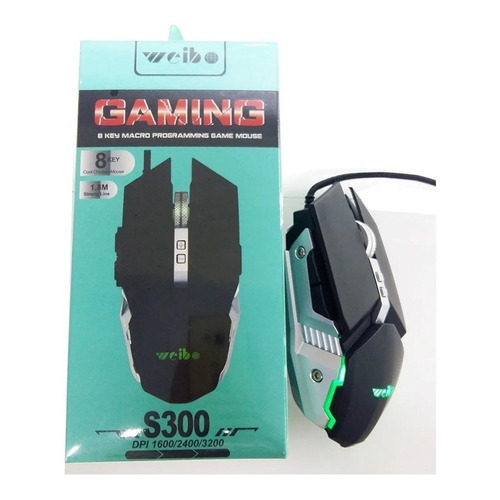 Mouse Gamer Weibo S300 Dpi/1600/2400/3200 Color Negro