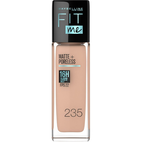 Base de maquillaje líquida Maybelline New York Fit Me Matte + Poreless tono 235 pure beige - 30mL