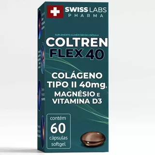 Coltren Flex 40 Swiss Labs Colágeno Tipo 2 Magnésio Vit D3 Cabelos Unhas Pela