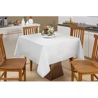 10 Toalha De Mesa Quadrada 1,50x1,50 Tecido Oxford 4 Lugares Cor Branco Lisa