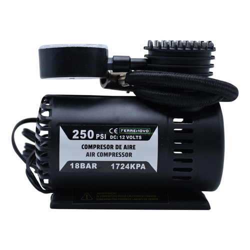 Compresor De Aire Portatil 250 Psi Ferrenovo Color Negro Fase Eléctrica Monofásica Frecuencia 20 Min 12v