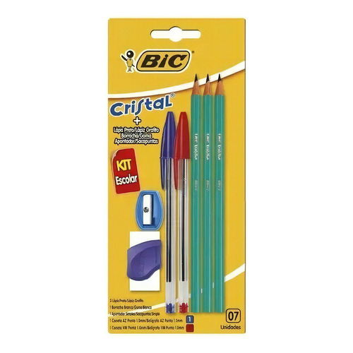 Kit escolar Bic: 3 lápices, 2 bolígrafos, 1 sacapuntas y 1 goma de borrar