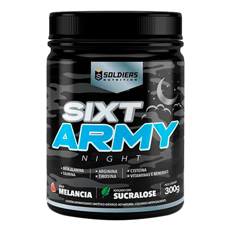Pré-treino Sixt Army Night 300g Workout Termogênico Sabor Melancia Soldiers Nutrition Energia Foco Treino