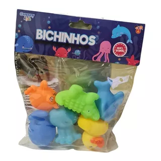 Kit Infantil Bichinhos De Vinil Com 6un Brinquedos De Água