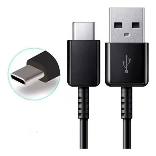 Cable Turbo USB tipo C para celular Samsung Motorola Xaomi Sony, color negro