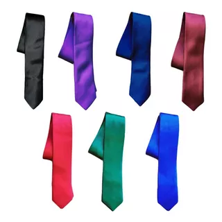5 X Corbatas Delgadas Juveniles Slim Varios Colores Calidad!