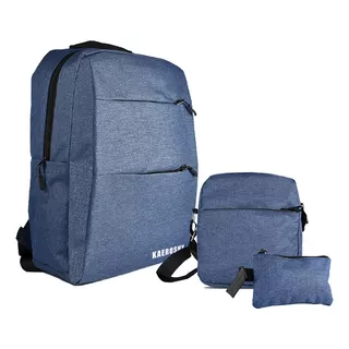 Pack Mochila Kaeroshy D´albert + Cartuchera + Morral Azul