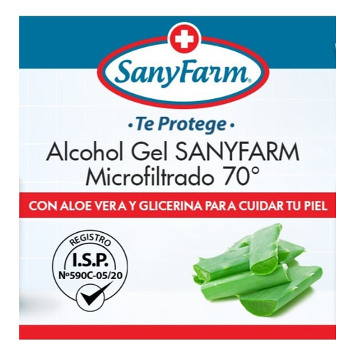 Alcohol Gel 70° De 140 Ml. Sanyfarm Con Aloe Vera Glicerina Fragancia Neutra