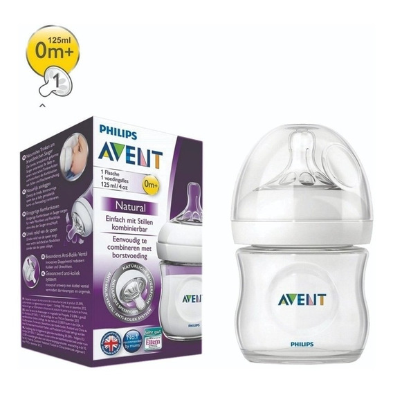 Mamadera Philips Avent Natural 125 mL 0m+ Transparente sin BPA