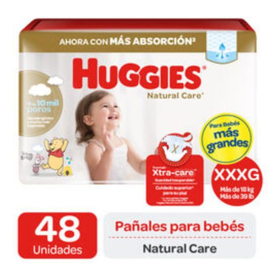 Pañales Huggies Natural Care Xxxg  