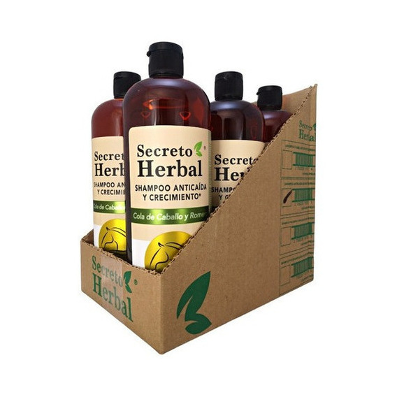  6 Pz Shampoo Natural Secreto Herbal Anticaída y Crecimiento con Romero y Cola De Caballo 1L