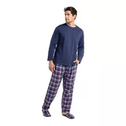 Pijama Hombre Largo Algodón Franela Diseño Talla L Mt30128