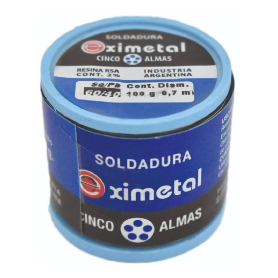 Estaño En Alambre 0,7 Mm 60% 40% Eximetal Soldar X100gr