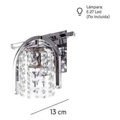 Aplique 1 Luz Lyon Renny Cairel Cristal Cromo Apto Led Deco