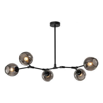  Colgante Ragnar Negro Fume 5 Luces Apto Led E27 Ld Negro