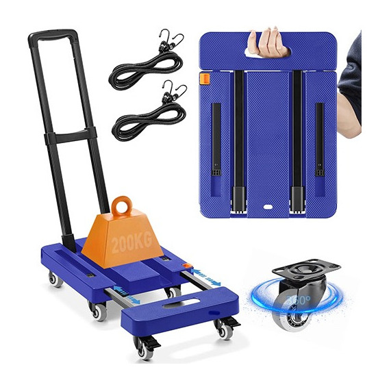 Diablo De Carga Plegable Carrito Plataforma Extensible 200kg