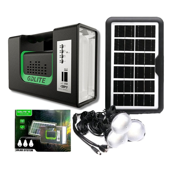 Kit Panel Solar +3 Bombillos+radio Mp3+ Bluetooth Power