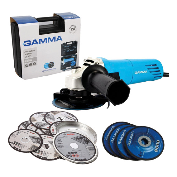Amoladora Angular Gamma 115 Mm 650w G1909ar + 10 Discos